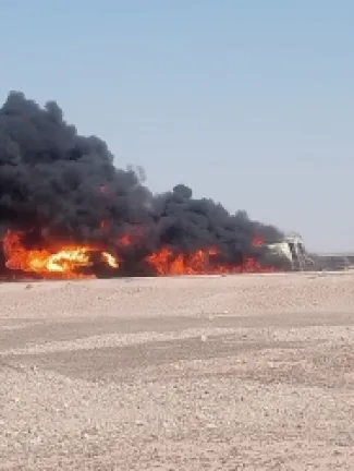 الأردن .. وفاة سائق في حادث تدهور واحتراق صهريج نفط بالجفر