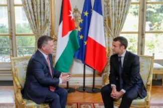 الملك عبدالله الثاني يجري مباحثات مع الرئيس الفرنسي إيمانويل ماكرون في قصر الإليزيه في باريس -  ارشيف